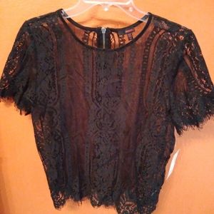 Bongo Black Lace Sheer Top